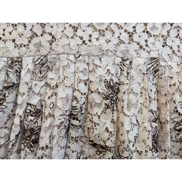 Vintage 50s Rosemont Lace Tea Dress, Cappuccino Lace w/Chrysanthemums, Sz 00/0 - Picture 5 of 15